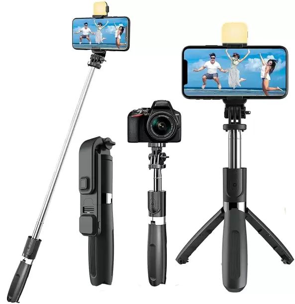 Extendable Flash 3-in-1 Selfie Stick Tripod with Bluetooth Remote