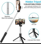 Extendable Flash 3-in-1 Selfie Stick Tripod with Bluetooth Remote